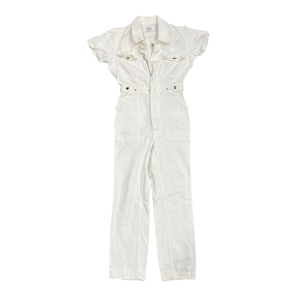 Good American Ivory Fit for Success Denim Straight Leg Jumpsuit S